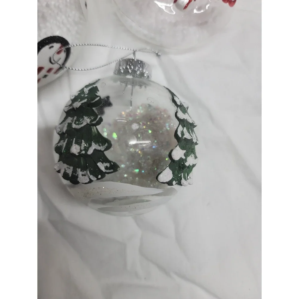 Large Silver Glass  Snowman‎ Christmas Ornaments Lot of 3